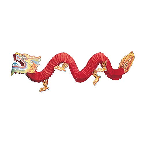 Fun Express - Tissue Dragon Decoration - Party Decor - Hanging Decor - Tissue - 1 Piece