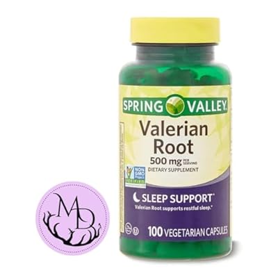 Generic Spring Valley Valerian Root 500mg Vegan Capsules Valeriana officinalis - Dietary Supplement for Sleep Support  Includes DRI Store Sticker Pack of 1-100 Count