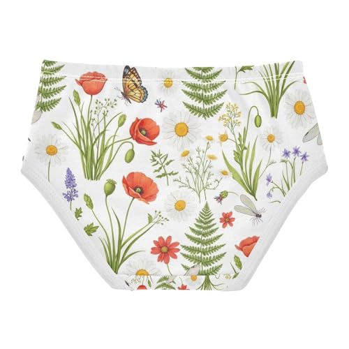 Watercolor Wildflowers Undies for Toddler Girls, Girls Cotton Underwear, 2T–8 Years2