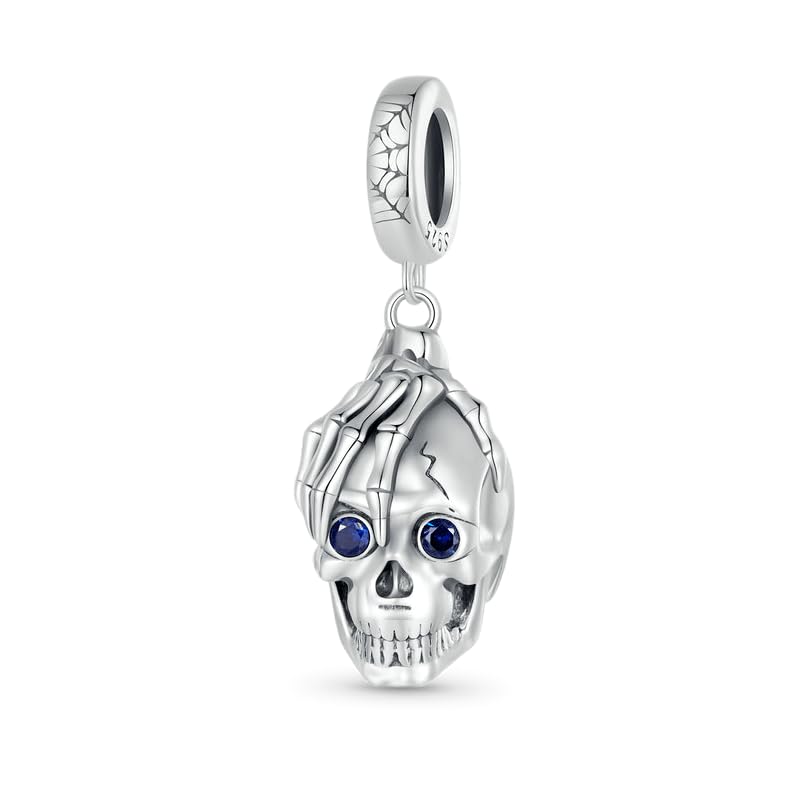 Image of GNOCE Skull Pendant Charm Silver Dangle Charms Bead fit Bracelet /Necklace Jewelry Gift for Women Men