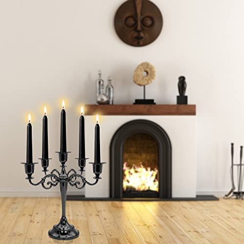 Candelabra 5 Arms Metal Black Candlestick Candle Holder Fits 3/4'' Taper Candles For Valentine's Day Wedding, Dining Table Party Home Decoration #TOP3