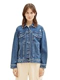 Tom Tailor Denim Damen Oversized Fit Jeansjacke, 10119   Used Mid Stone Blue Denim, M