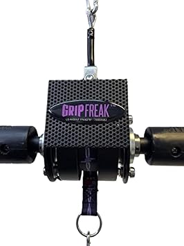GRIP FREAK 'Suspended' Fat Grip Wrist Roller - Grip Trainer - Forearm Gripper with Dumbbell Hook - Forearm Workout Tool - Forearm Workout Equipment - Best Grip Strengthener ever!