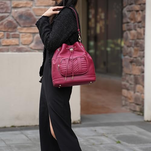 Image of MKF Collection Crossbody Bucket Bag for Women, Drawstring Hobo Shoulder Bags Handbag Purse with Wristlet Wallet by Mia K