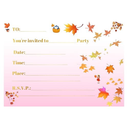 30 Pack Birthday Party Invitation Cards, Perfect for Kids, Adults, and All Celebrations,4.72 x 6.69 Inches (Leaf)