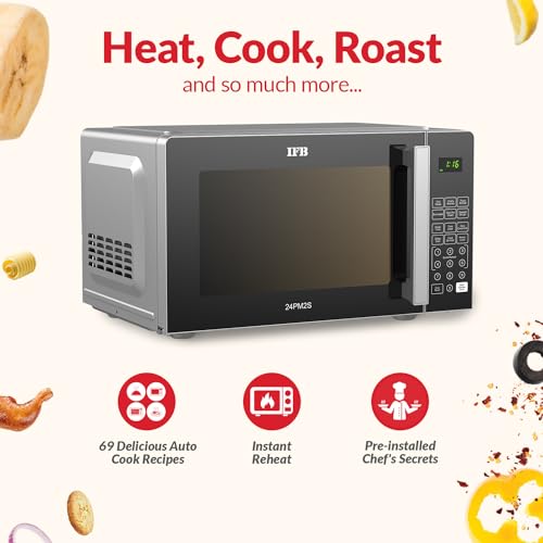 IFB 24 L Solo Microwave Oven (24PM2S, Silver, 69 Indian and Continental