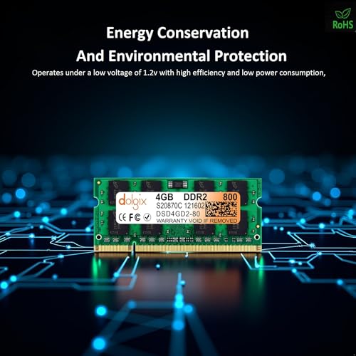 Image of Dolgix 4GB DDR2 800MHz Laptop RAM | PC2-6400 | CL-6 | Non-ECC | Un-Buffered |So-Dimm RAM | Pin -200 | Memory Module- 3 Year Warranty (Made in India)
