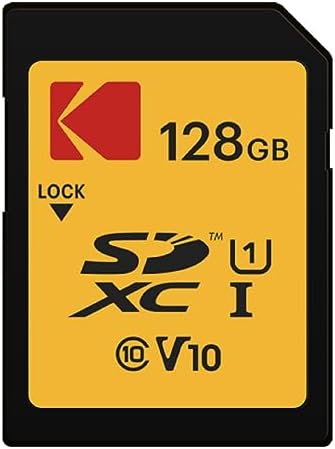 KODAK Premium Memory Card 128GB, 85MBs Read Speed, 25MBs Write Speed for Full HD Video and High-Resolution Pictures, Compatible with SDHC and SDXC Standards - EKMSD128GXC10K