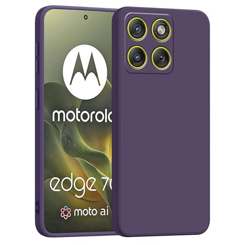 Image of amazon basics Back Cover for Moto Edge 70 5G | Ultra Slim Soft Rubberised Case | Matte Silicone Flexible Mobile Case | Camera Protection - Purple
