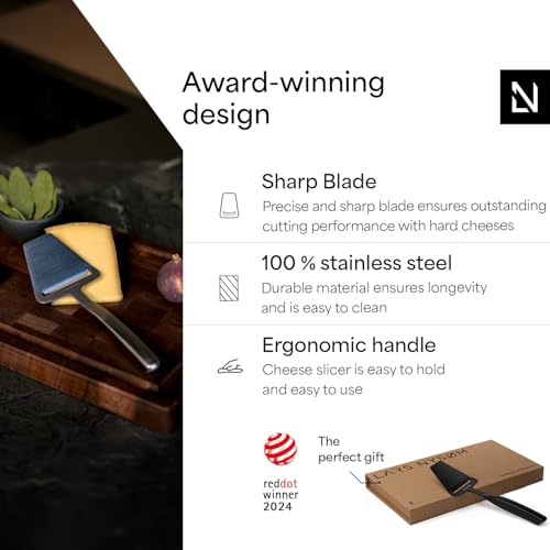 Image of LARS NYSOM Cheese Cutter I Cheese Slicer Made of Stainless Steel I Manual Slicer (Carbon Black)