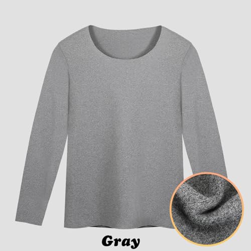 Ouruikia Men's Thermal Underwear Tops Fleece Lined Thermal Shirts Undershirt Crew Top Base Layer Shirt2
