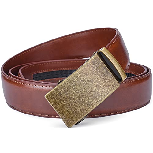 Image of Beltox Men Leather Belt w Slide Ratchet Interchangeable Buckle