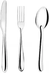 Jogo de Talheres 36 peças Aço Inox 12 Facas 12 Garfos de Mesa 12 Colheres - Faqueiro Completo para Casa, Restaurante e Churrascos - Ideal para Famílias Grandes(36 Peças)