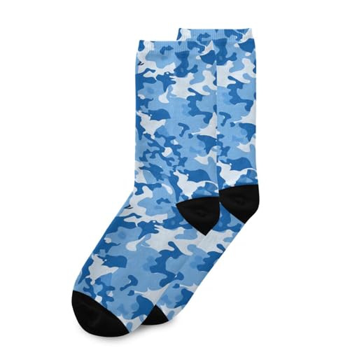 Mens Crew Socks Crew Blue Camouflage Socks for Men Hiking Sports Running3