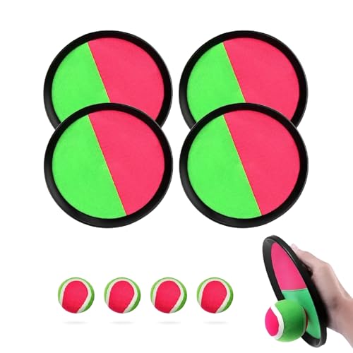 ZHYTUAL 4 Juegos Set Niños Pelota Velcro Juegos Exterior Jardin Juegos Playa Niños Adecuado Parque Playa Salon