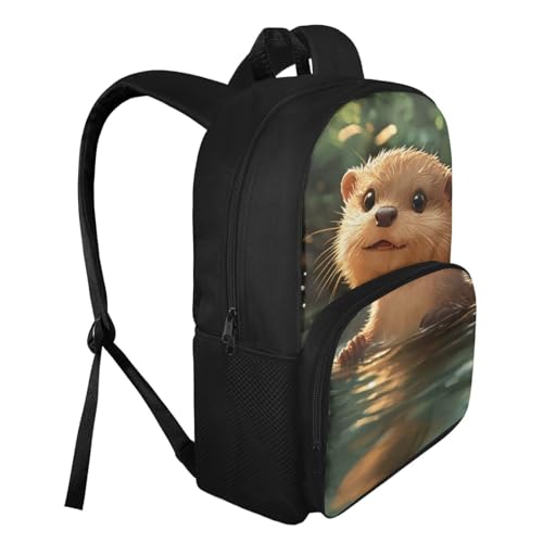 Cute Otter Backpack for School Girls 3rd Grade 15 Inch School Bookbags with Two Compartments Large Capacity School Bags for Girls Preschool Essential2
