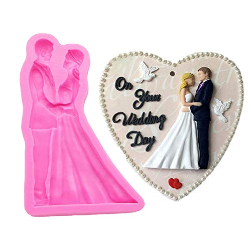 DUBENS Stampo in silicone per torta nuziale e sposo, coppia di stampi per dolci in gelatina, zucchero e cioccolato, stampi in silicone per dolci candy, decorazione per cupcake (B)