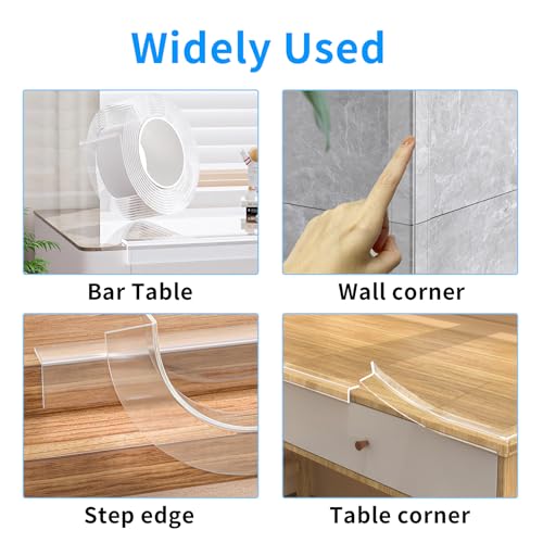 Clear Edge Protector Strip Sharp Edge Wrap Cover Tape,1.18 in x 13.12 FT,Self Adhesive Protective Bumper Guards for Cabinet Door Desk Glass Table Bed Furniture,Kitchen Countertop,Waterproof