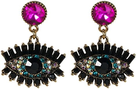 Bohemian Evil Eye Earrings, Black Evil Eye Dangle Earrings for Women, Beaded Evil Eye Earrings, Sparkling Eye Stud Earrings Evil Eye Boho Jewelry, Demon Eye Drop Earrings for Girls, Cute Evil Eye Statement Earrings Accessories Gift