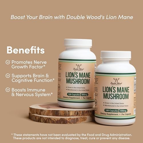 Double Wood Supplements DWLMM Lions Mane Supplement Mushroom Capsules thumb #2