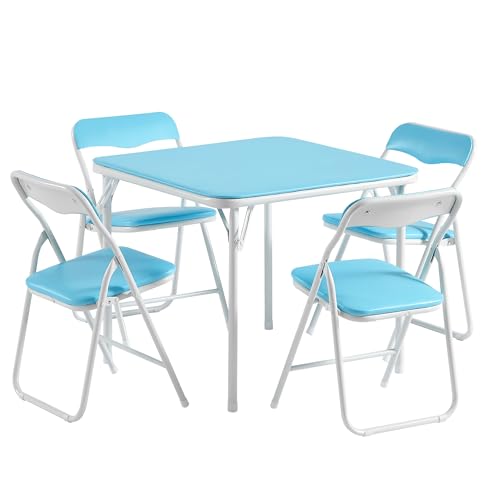 VECELO Folding Activity Table and Chairs 5 Pcs, Portable, with Ultra Soft Padded Cushion, 5 Piece...
