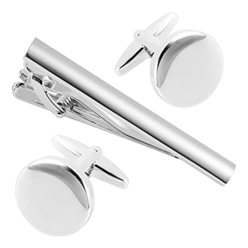 Image of GWD Cufflinks and Tie Clip Set Personalized Cuff Links Business Wedding