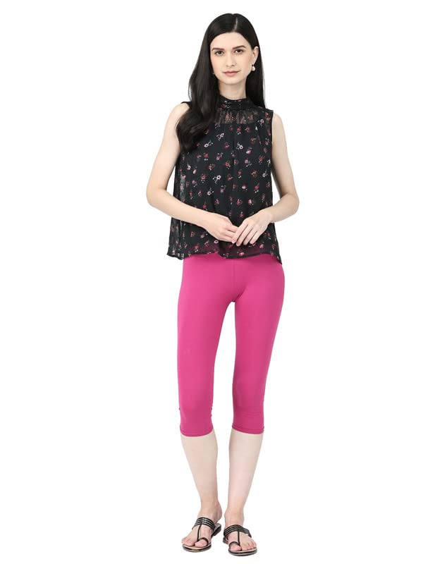 Image of Robinbosky Premium Stretchable Cotton Capri Legging for Women | Suitable for Formal wear & Casual wear | High-End Elastic Makes. The Leggings Squat Proof and Durable for Travel, Yoga, & Workout.