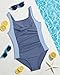 JiAmy Girls One Piece Swimsuit Color Block Bathing Suit Cross Ruched Adjustable Straps Modest Swimwear Blue 11-12Y