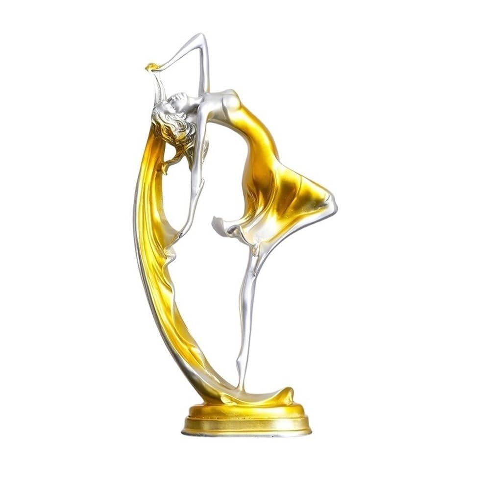 Zeny896v Gold Sculptures Creative Art Crafts Ornaments, Modern Minimalist Home Decor, Resin Sculptures,17 * 7.5 32.5Cm Decor(Gold)