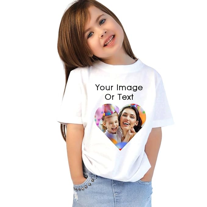 Image of Print Gift Personalized /Customized Print (फ़ोटो प्रिंट) Round Neck T-Shirt, Colour- White| Material- Polyester, Kids and Adults T-Shirts for Boys, Girls, Men, Women