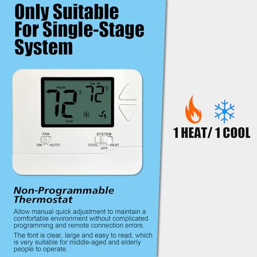 Heagstat H701W-A01 Upgraded Digital Non-Programmable Thermostat For Home 1 Heat/1 Cool Single-Stage System thumb #1