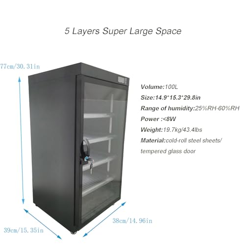INTBUYING デジタルカメラメディアドライキャビネットボックス 5層 デジタルコントロールカメラ収納キャビネット 除湿機 電子機器用 100L の商品画像 6