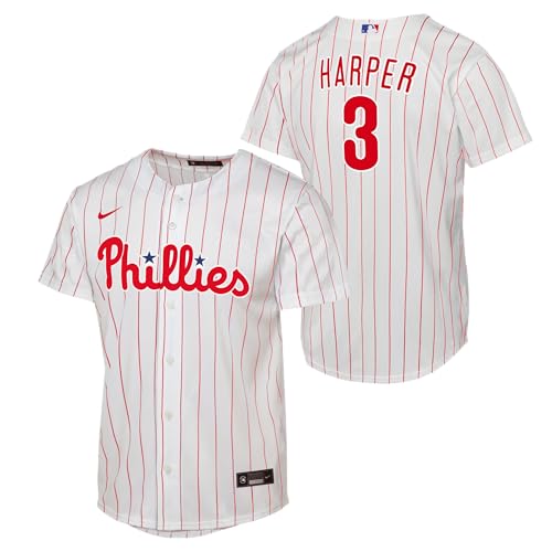 Nike Bryce Harper #3 Philadelphia Phillies Player Jersey - Youth Boys (8-20) (US Numeric 10 12 Regular Home White)