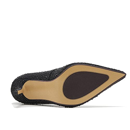 Tsrenlmln Rhinestone Pumps for Women Fashion Sparkly Stiletto Heels with Low Heel Womens Slip-on Wedding Dress Shoes3