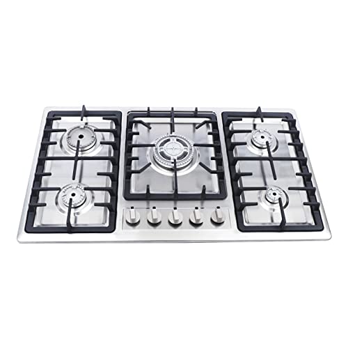 Piano cottura 5 fuochi a gas 86x51 cm in acciaio inox