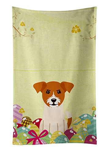 Caroline's Treasures BB6108KTWL Easter Eggs Jack Russell Terrier Kitchen Towel Dish Cloths Guest Hand Towel Decorative Bathroom Towel for Face,Tea, Dishcloth, Kitchen and Bath