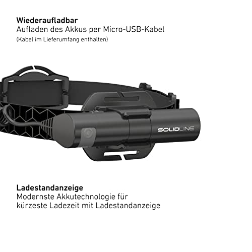 Lampe frontale rechargeable portée 300 m Solidline SH6R pour éclairage extérieur - 3