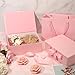 Jetec 10 Set 9.8 x 7 x 3.3 Inch Luxury Gift Boxes with Lids and Ribbon Paper Bags,collapsible Present Box for Birthday Wedding Proposal Valentines Day(Pink)
