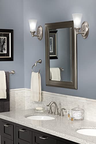Image of Moen Eva YB2886BN Single Post Open Towel Ring, Wall Mounted Hand Towel Holder, Brushed Nickel 8 x 6 x 2.25 inches (Pack of 6)