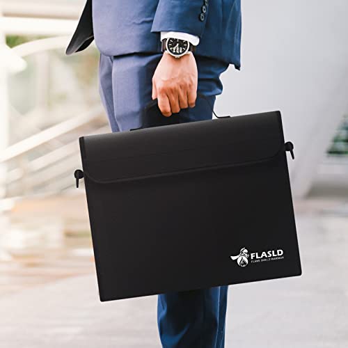 FLASLD Dokumententasche Feuerfest Wasserdicht, Tresor Feuerfest wasserdichte Tasche, Große Kapazität Aktentasche für Dokumente, Laptops, Geldtasche, Pässe und Wertsachen