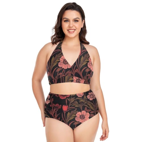 Bikini réglable bordeaux grande taille avec effet gainant et maintien optimal