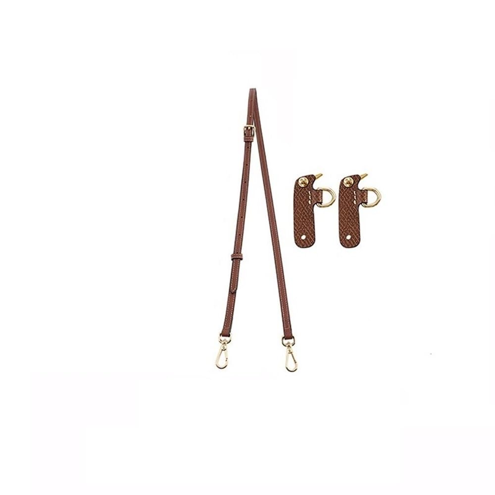 Correas de Repuesto para Bolso, de Cuero, para Bandolera, aptas para Mini bandoleras, sin Necesidad de perforar. Correas para Bolsos (Hebilla marrón y Dorada).