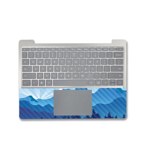 Image of MightySkins Carbon Fiber Skin Compatible with Microsoft Surface Laptop Go 3 (2023) Full Wrap Kit - Blue Mountains | Protective Durable Textured Carbon Fiber Finish | Made in The USA