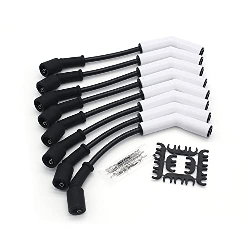 Conjunto de Cabos Vela ACCEL 9070C - Bota Cerâmica Extreme 9000 Núcleo Ferro-Spiral Diâmetro 8mm 500 Ohms Por Pé Temperatura do Cabo 600 Graus da 2000 Ângulo 135 Silicone para Motores GM LS3 LS4 LS7 L