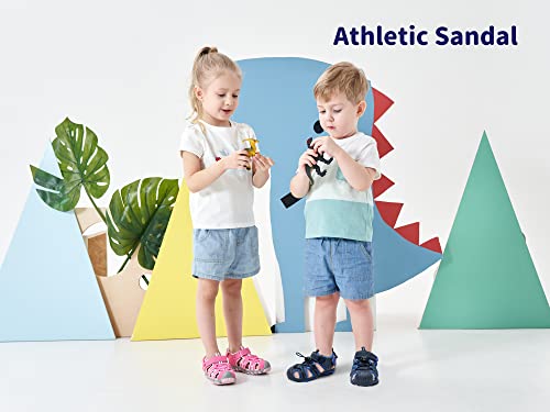 Apakowa Kids Boys Outdoor Athletic Sport Closed-Toe Sandals Boys Breathable Mesh Water Sandals Shoes (Toddler/Little Kid) (Color : Navy/Blue, Size : 12 M Us Little Kid) #TOP6