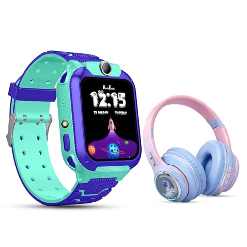 Image of PunnkFunnk Kids Watch + Headphone Combo, GPS, SOS, Camera, Touch Display, Wireless Headphones with Bluetooth 5.3, HD Sound, Built-in Mic, Comfortable Over-Ear Design