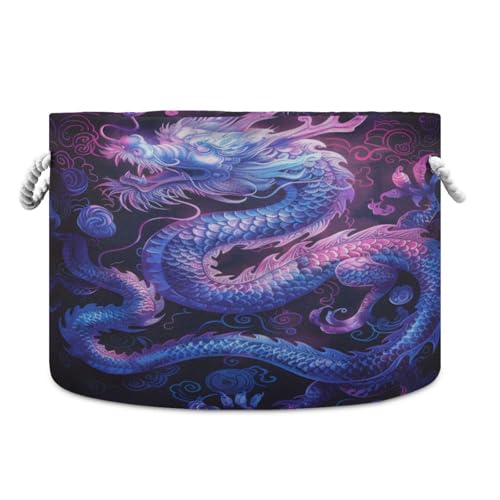 Jihqo Serious Dragon with Cloud Storage Basket Cotton Rope Baskets for Closet Fabric Laundry Baskets with Handle for Toy Home Office Room Organizer