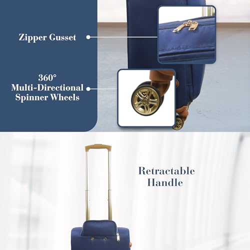 Image of Tommy Bahama 22 Inch Rolling Luggage, Soft Sided Suitecase with Spinner Wheels, Navy