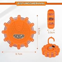 Yinaolan 6 Stück LED Warnleuchte Auto Panne Mit 9 Blinkmodi,Wasserdicht Warnleuchten & Notbeleuchtung Warnlampe Mit Mit Usb-Autoladegerät Und 3-In-1-Ladekabel, FüR Boot Schiff FüR PKW LKW RV – Ansicht 4