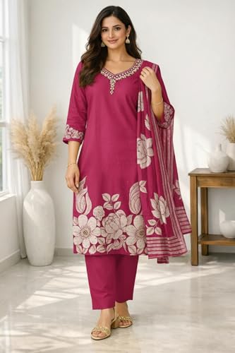 Image of FABNEX Kurta Set for Women | Stylish Cotton Printed Kurti Pant Set | Indo-Western Casual & Festive Kurta Set for Women (K-229-30)